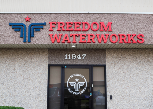 Freedom Waterworks fabrication facility shop floor in Houston, TX